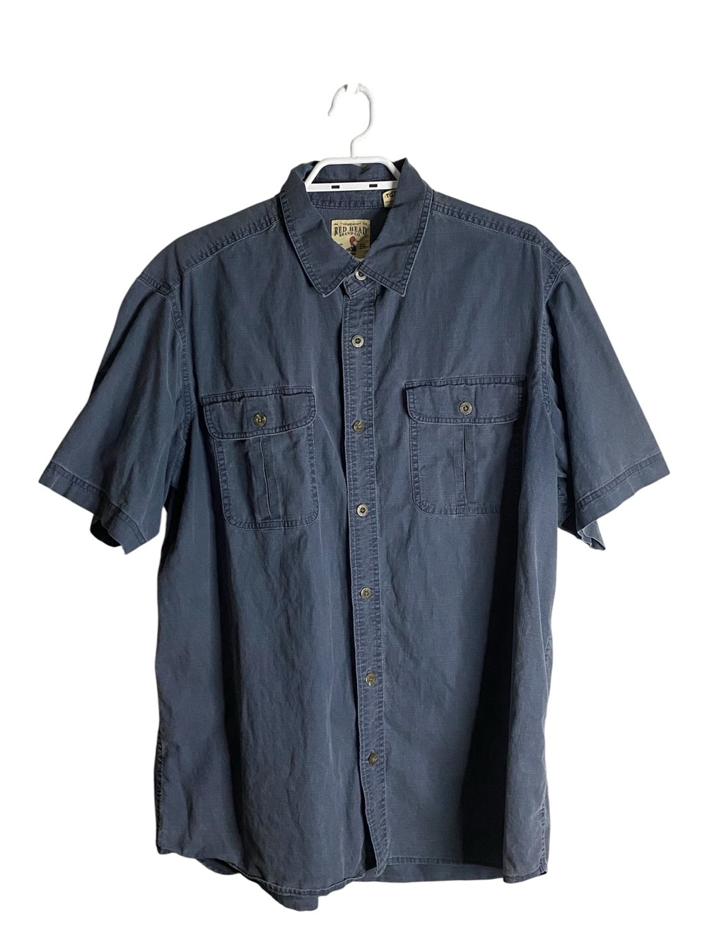 RedHead Brand Men's Blue Short Sleeve Button-Down Casual Shirt